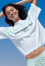 Oversize-T-Shirt mit Print Pastellgrün S