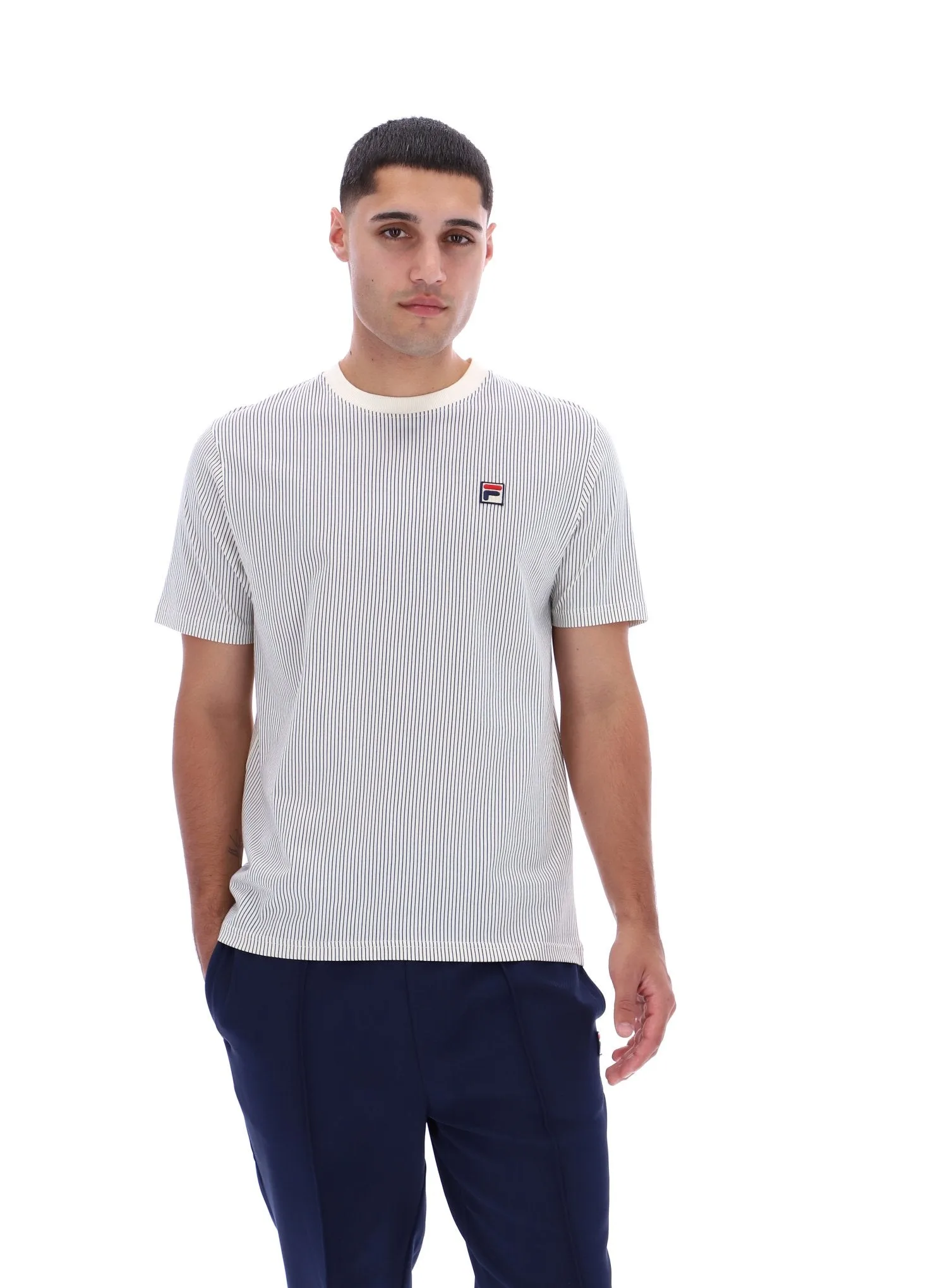 Gardenia Nilo Printed Pinstripe T-Shirt - XS - FILA - FashionsVida