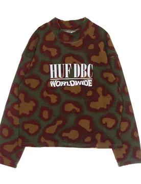 Felpa Leggera Collo Alto Donna Network French Terry Crew Olive - Huf - FashionsVida