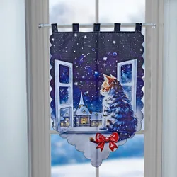 Schäfer Scheiben-Gardine "Winterszene mit Katze" Eldo