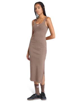 Essentials Rib Tank Maxi Dress Washed Damen Röcke - Braun - Größe L (42-44) - Baumwoll-Jersey Brown L (42-44) - Adidas - FashionsVida