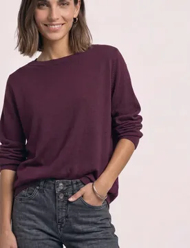 Basic Pullover mit U-Boot-Ausschnitt female Rot - Street One - FashionsVida
