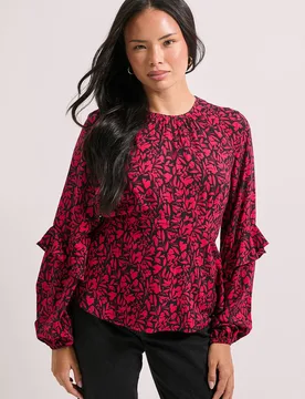 Women's Pink Blouson Sleeve Empire Seam Blouse Size: 8 - Pink - Size: 8 - Dorothy perkins - FashionsVida