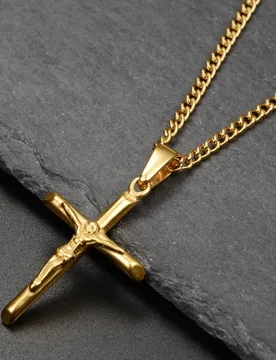 L Stainless Steel Necklace Women/Men Jewelry Gold Color Crucifix Jesus Cross Pendant Charm Necklace Jewelry - Aliexpress - FashionsVida