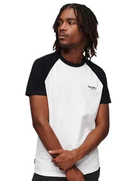 Maglietta A Maniche Corte Essential Logo Baseball Optic / Black 2XL - Superdry - FashionsVida