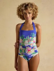 Tummy Control Printed Halterneck Swimsuit Multi female