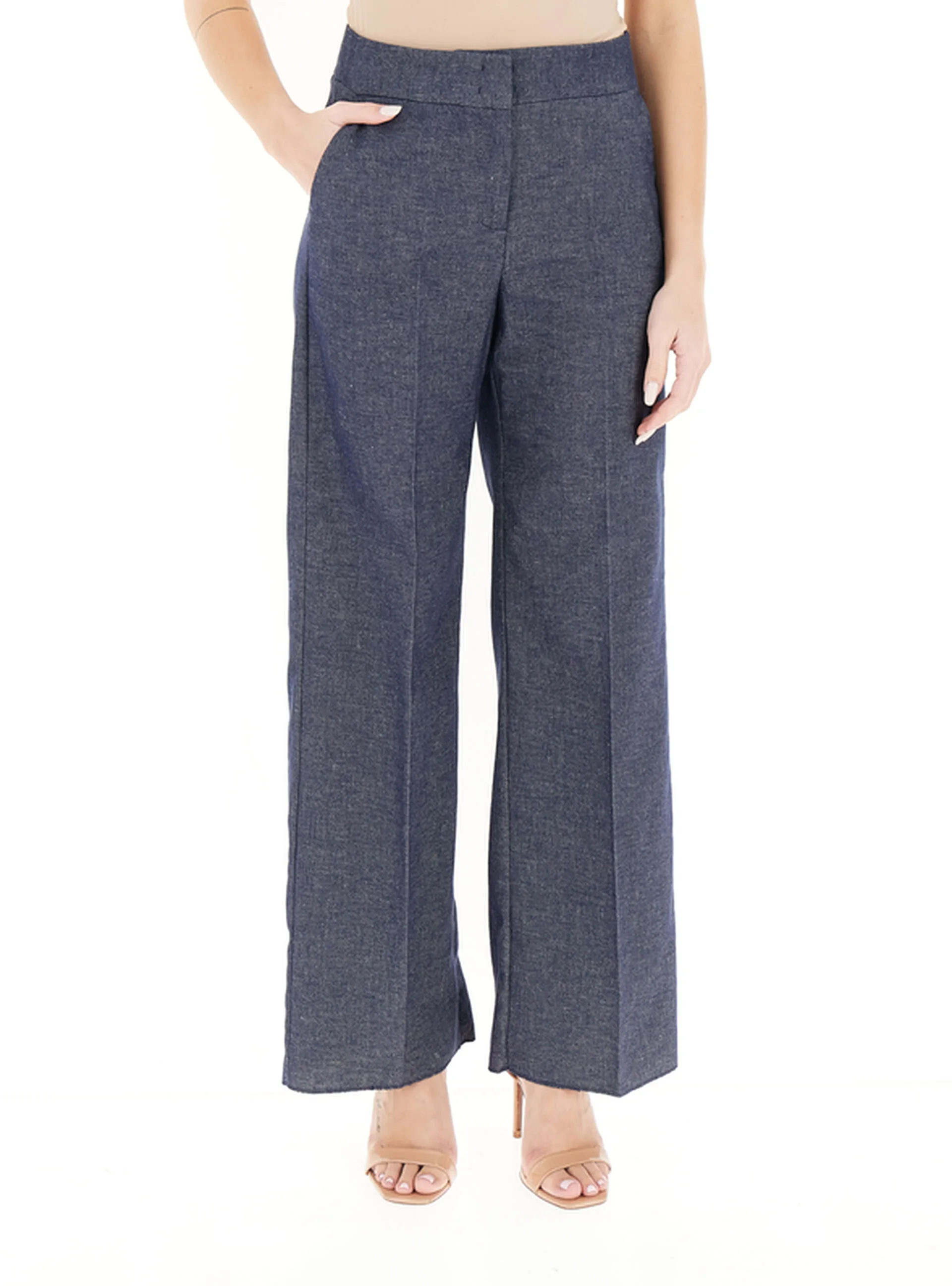 Pantalone misto lino BLU 38 - Pennyblack - FashionsVida