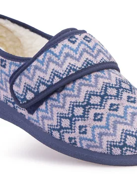 Rudolph Men's Extra Wide Slippers for Swollen Feet - Nordic Blue - Size: 12 XXW - Cosyfeet - FashionsVida