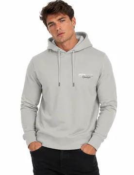 Mens Hoodie Hooded Pullover - Grey - Size Large - Jack & jones - FashionsVida
