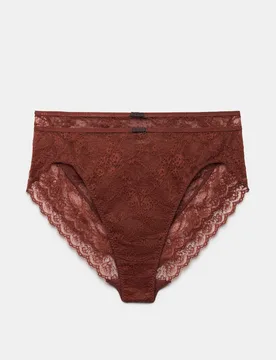 Pack Ida Lace High Waisted High Leg Knickers Russet female - M&S - FashionsVida
