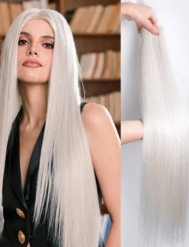 Extensiones de cabello de fibra sintética de alta calidad, seda japonesa, mechones para coser, 26 pulgadas, liso, Body ondulado, onda profunda de agu - Shein - FashionsVida