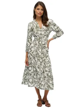 Robe Midi à Manches 3/4 W8012029a Khaki Paisley XS - Superdry - FashionsVida
