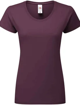 Womens/ladies Fit Ringspun Premium Tshirt (Dark Plum) - Purple Cotton - Size 2xl - Fruit of the loom - FashionsVida