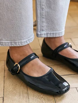 Women's 'Olyxa' Mary Jane Ballet Flats With Buckle Detail in Black Size: 7 - Black - Size: 7 - Where's That From - FashionsVida