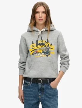 Superdry Damen New York Hoodie mit Vintage-grafiklogo Grau - Größe: 40 - 79.99 - FashionsVida