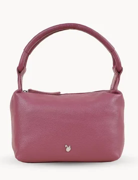 Women's 'CITY BAG' Soft Pebble Grain Real Leather Shoulder Bag in Dark Pink - Dark Pink - Size: One Size - Assots London - FashionsVida
