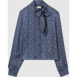 Camisa de mujer estampada con lazada