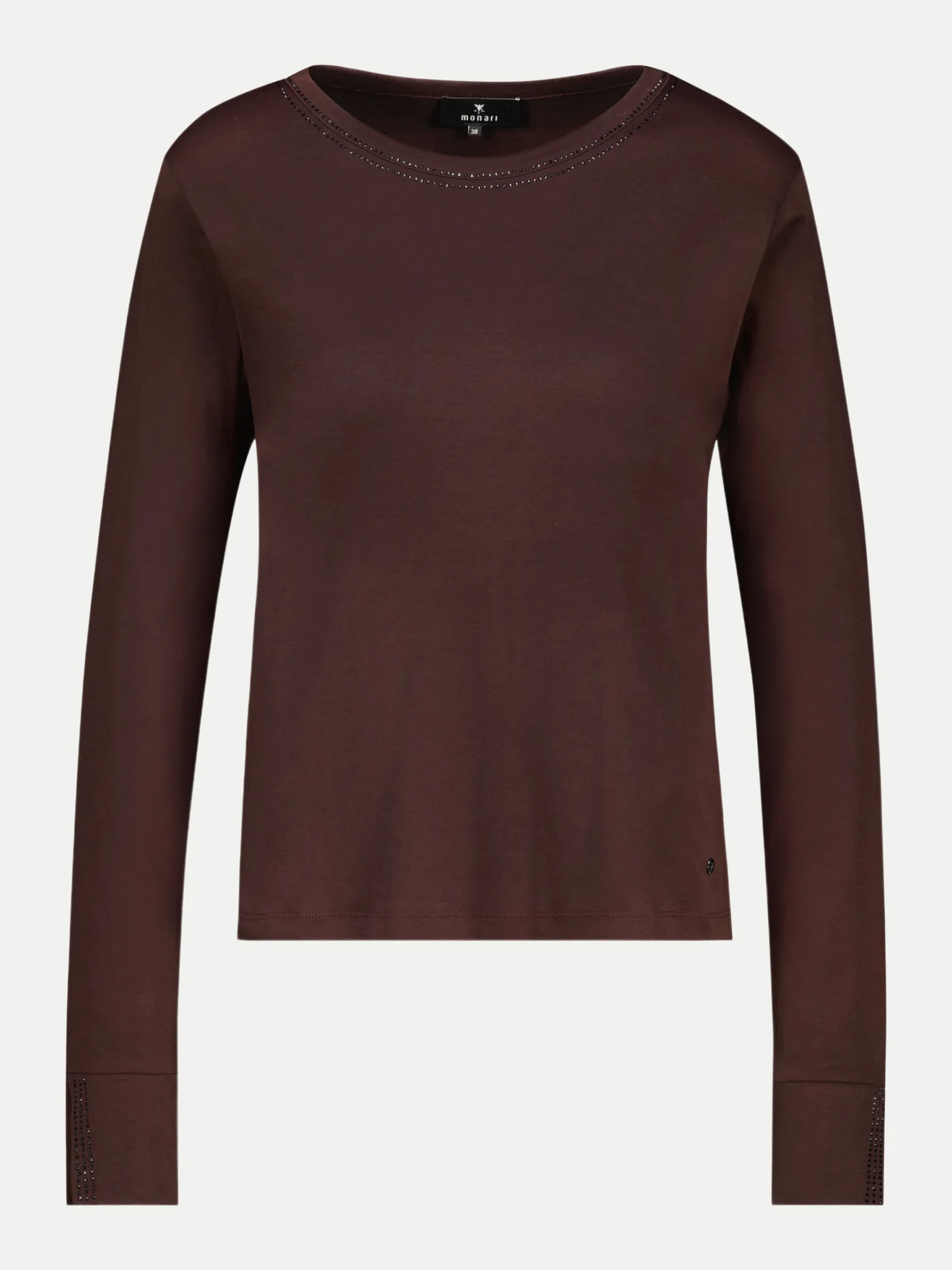 Langarmshirt mit Strass-Details 567-black coffee 44 - monari - FashionsVida