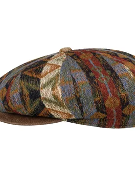 Hatteras Ethnic Jacquard Flat Cap by - mixed colours - Female - Size: M (56-57 cm) - Stetson - FashionsVida