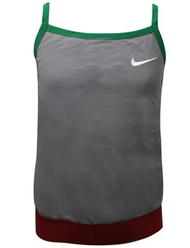 Girls Tank Top Casual Colour Block Vest Branded Tee Grey 412413 009 Cotton - Size Medium - Nike - FashionsVida