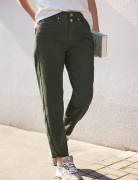 Street One High Waist Barrel Leg Jeans im Loose Fit female Grün - Street One Studio - FashionsVida