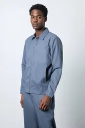 Men's Blue Smart Harrington Jacket Size: Large - Blue - Size: L