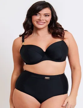 Women's Salento Coast Padded Balcony Bikini Top in Black Size: 32K - Black - Size: 32K - Flirtelle - FashionsVida