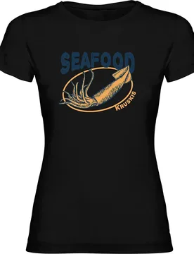 Seafood Squid Short Sleeve T-shirt Black S Women - Kruskis - FashionsVida