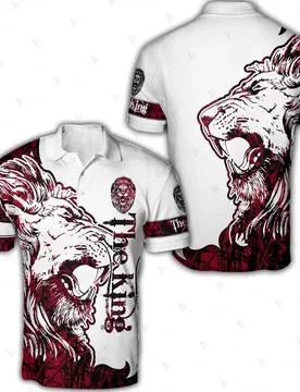 Custom Name Animal King Lion Jesus Cosplay Tattoo Retro Vintage Harajuku 3DPrint Summer Casual Funny Short Sleeves Polo Shirts W - Aliexpress - FashionsVida