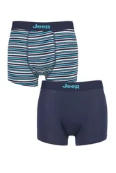 Mens 2 Pack Plain and Fine Striped Fitted Bamboo Trunks Navy / Turquoise Small - Multi Coloured - Size: Small