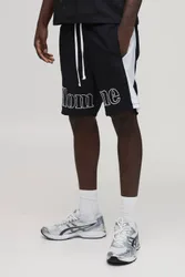 Herren Entspannte Mittellange Herren-Shorts Aus Nylon Mit Stickerei-Detail Black Größe Large