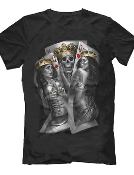 Funny Skull Joker Playing Poker King Queen Cards T-Shirt. Summer Cotton Short Sleeve O-Neck Men's T Shirt New S-3XL - Aliexpress - FashionsVida