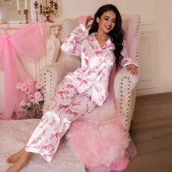 Conjunto de pijama lindo con moño, ropa de otoño e invierno cómoda y elegante S