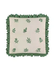 Verdant Bouquet Frill Square Cushion Green Mix