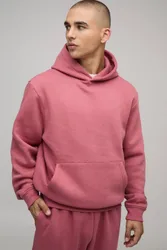 Herren Basic Regular Fit Kapuzenpullover Rose Größe Medium