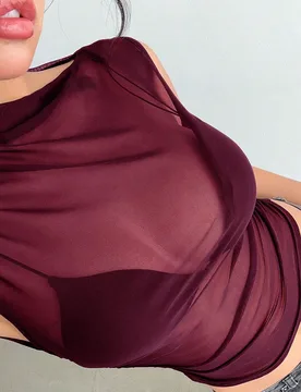 Blusa de cuello redondo con volantes de malla, blusa transparente de malla, prenda exterior para mujer S - Shein - FashionsVida