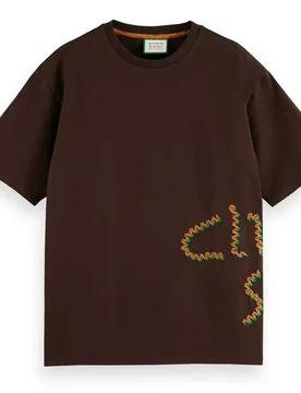 T-shirt à Manches Courtes Soda Artwork Chocolate S - Scotch & Soda - FashionsVida