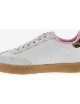 Zapatillas deportivas de mujer con piezas de serraje y animal print y suela caramelo - Victoria - FashionsVida