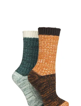 Women's 2 Pair Velvet Soft Chunky Rib Boot Socks Marmalade 4-8 Ladies - Orange - Size: Small - SockShop - FashionsVida