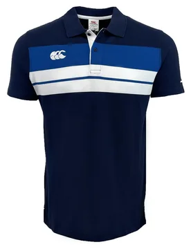 Mens Stripe Polo Shirt (Navy) - Size Small - Canterbury - FashionsVida