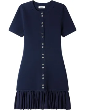 Vestido corto de punto entallado con volantes - sandro - FashionsVida