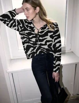 Street One Zebra Tunika mit Bändern female Grau - Street One Studio - FashionsVida