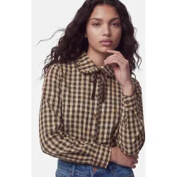 Camisa de mujer con cuello camisero redondo