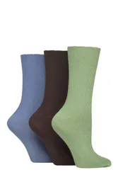 Women's 3 Pair Ribbed Bamboo Socks with Scallop Top Forager 4-8 - Assorted - Size: Small