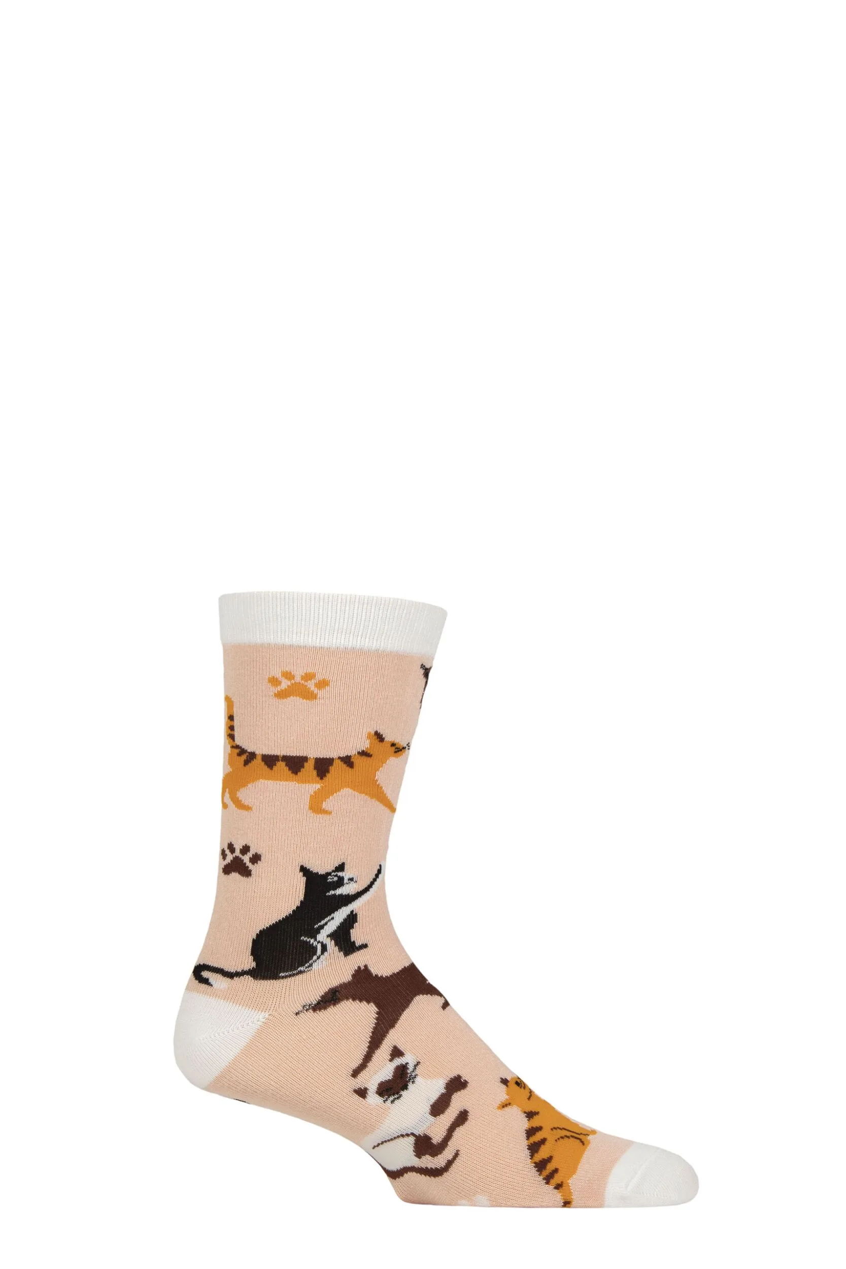 Pair Shared Earth Bamboo Cats Socks Multi 3-7 - Multi Coloured - Size: 3-7 - SockShop - FashionsVida