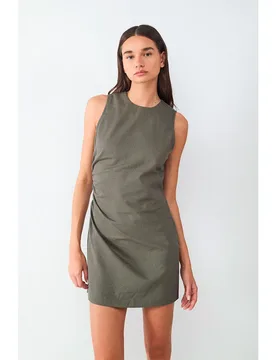Vestito Corto Senza Maniche Stripes Green / Spinach Green XL - Balmohk - FashionsVida