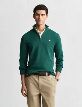 Cárdigan de punto de hombre de cuello perking y logotipo en el pecho tallas grandes - Gant - FashionsVida