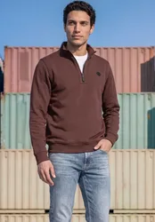 Street One Basic Sweatshirt mit Troyerkragen male Braun