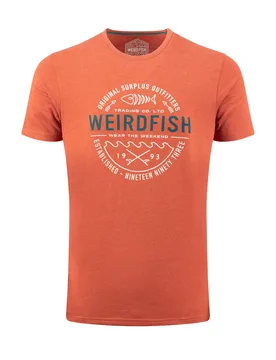 Weird Fish Waves Front Print Graphic T-Shirt Size S - men men all-mens men tshirts men tshirts graphic offers all-offers offers mens-offers sale all-s - Rust Leaves - FashionsVida