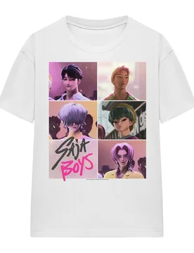 Womens/ladies Saja Boys Grid T-Shirt (White) - Size 2xl - K-Pop Demon Hunters - FashionsVida
